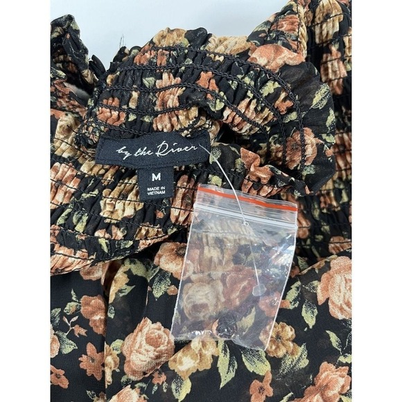 By The River Womens Dress Mock Neck‎ Floral Midi Sz M Peasant Cottagecore New - Picture 8 of 11